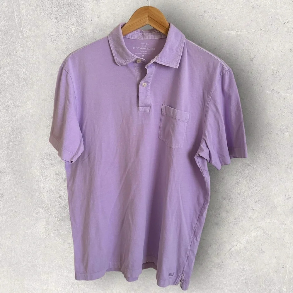 Vineyard Vines Mens Medium 100% Pima Cotton Classic Fit Polo Shirt Lavender Knit